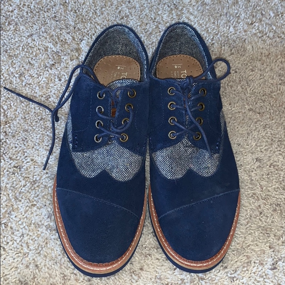 toms navy suede oxfords